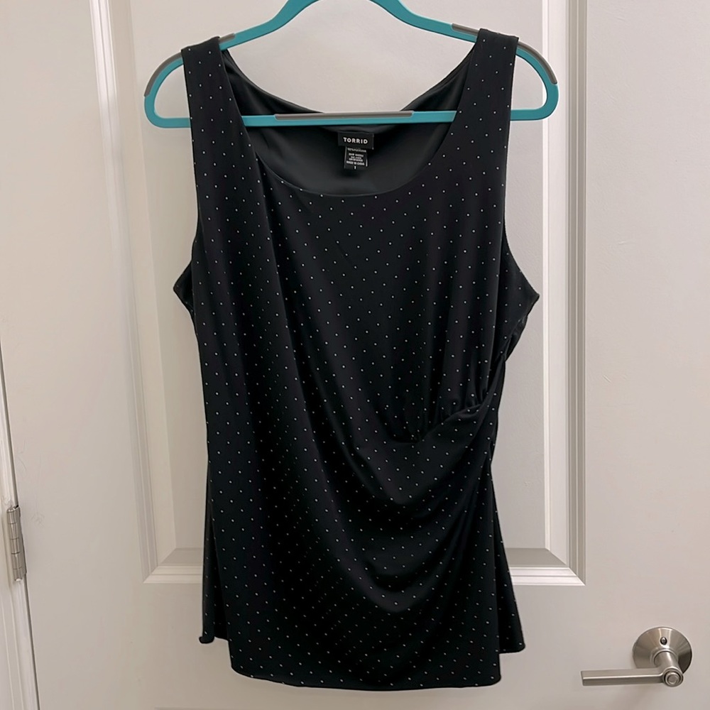 Torrid Black Polka Dot Ruched Tank Top